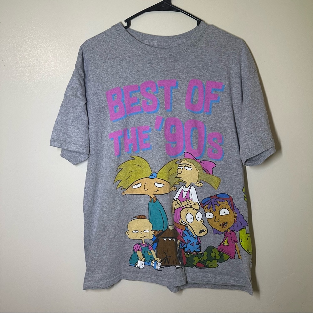 ⚫️Nickolodeon Men Medium‎ Gray T-Shirt”Best Of The 90s”Cartoons Stimpy Rugrats